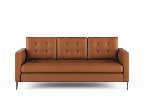 Pierre 3 Seater Leather Sofa, Cinnamon Brown