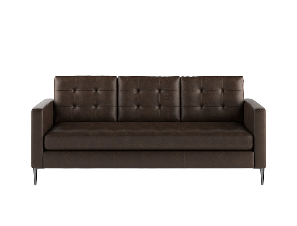 Pierre 3 Seater Leather Sofa Saddle Brown