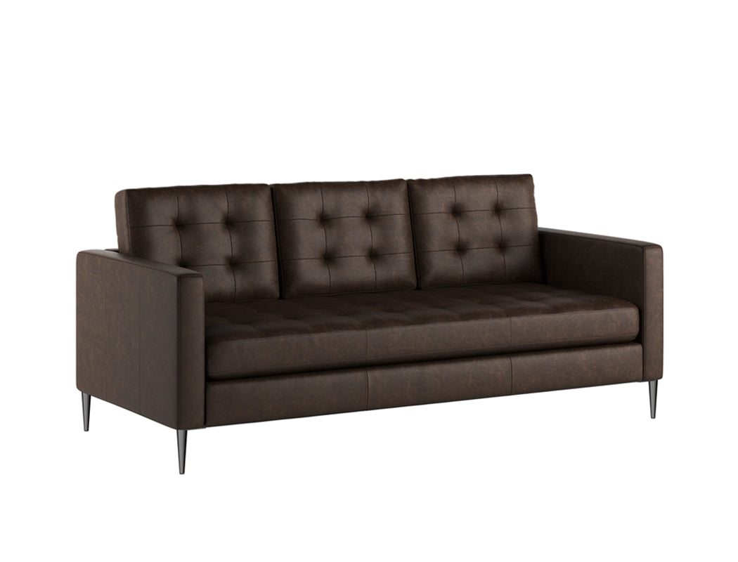 Pierre 3 Seater Leather Sofa, Saddle Brown