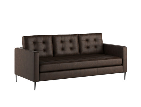 Pierre 3 Seater Leather Sofa, Saddle Brown