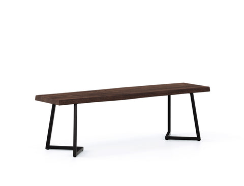 Verona Live Edge Solid Wood Dining Bench, Dark Walnut (150cm)