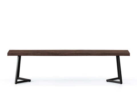 Verona Live Edge Solid Wood Dining Bench, Dark Walnut (180cm)