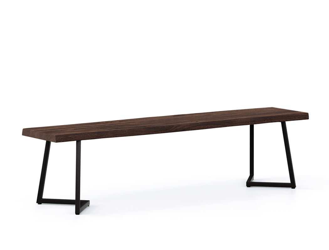 Verona Live Edge Solid Wood Dining Bench, Dark Walnut (180cm)