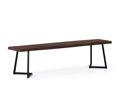 Verona Live Edge Solid Wood Dining Bench, Dark Walnut (180cm)