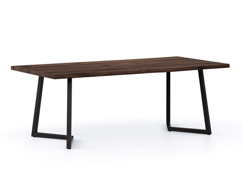 Verona Live Edge Solid Wood Dining Table, Dark Walnut (200cm)