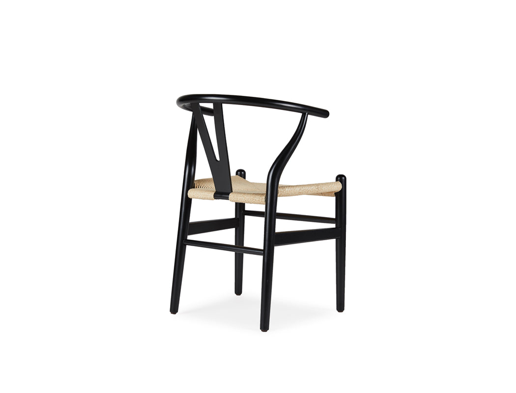 Aubrey White Oak Dining Table (180cm) with 4 Y Wood Dining Chair, Black Set