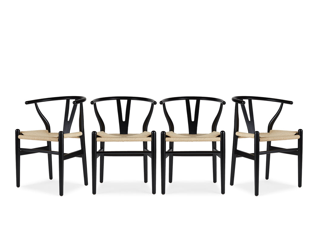 Y Wood Dining Chair, Black, Set of 4