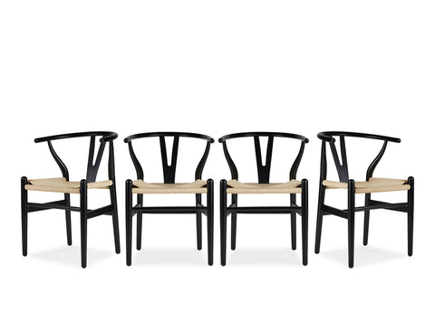 Y Wood Dining Chair, Black, Set of 4