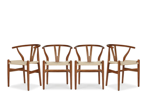 Y Wood Dining Chair, Walnut Brown, Set of 4