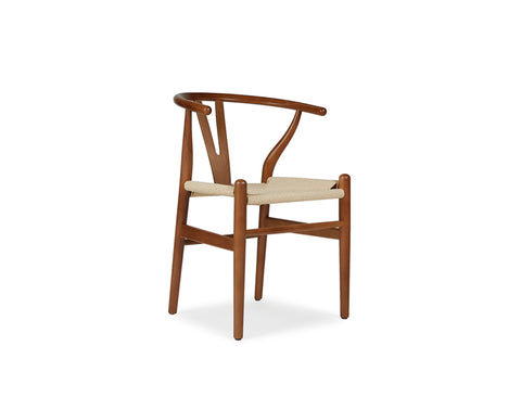 Aubrey White Oak Dining Table (180cm) with 4 Y Wood Dining Chair, Walnut Brown Set