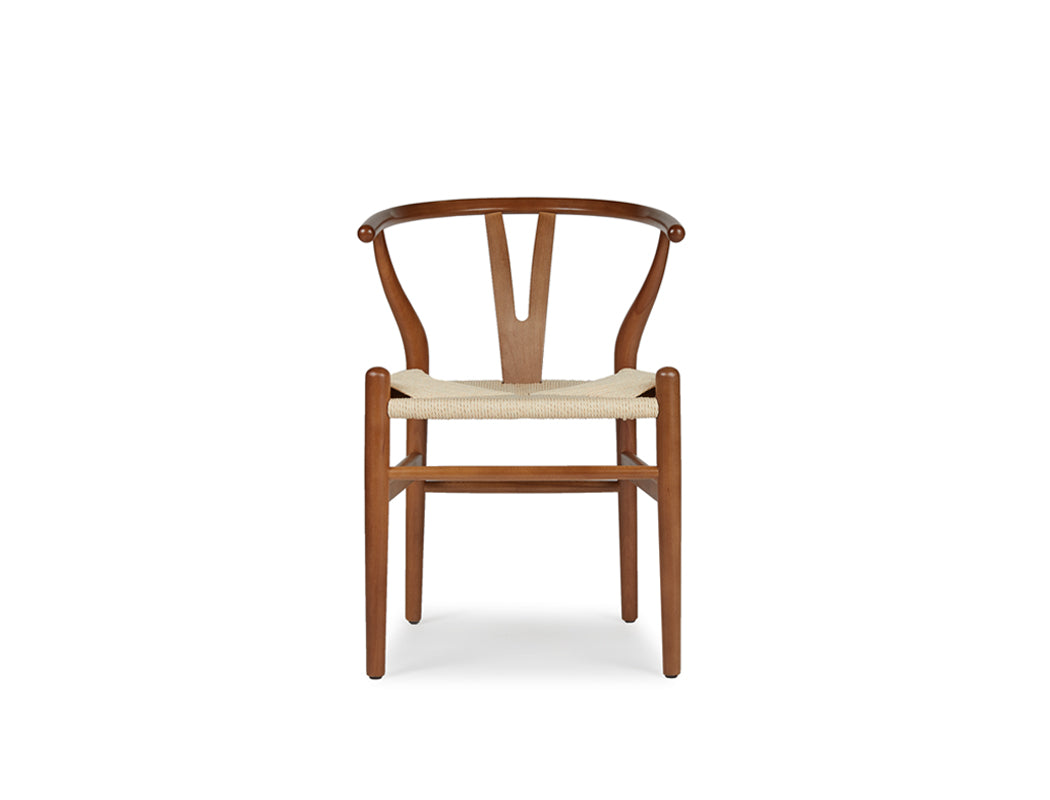 Aubrey White Oak Dining Table (180cm) with 4 Y Wood Dining Chair, Walnut Brown Set