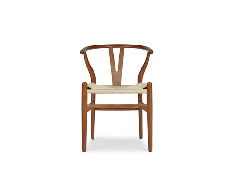 Aubrey White Oak Dining Table (180cm) with 4 Y Wood Dining Chair, Walnut Brown Set