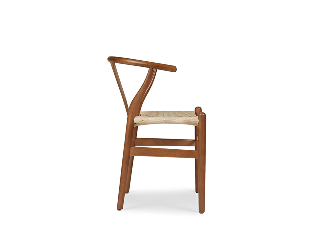 Aubrey White Oak Dining Table (180cm) with 4 Y Wood Dining Chair, Walnut Brown Set