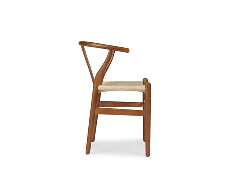 Aubrey White Oak Dining Table (180cm) with 4 Y Wood Dining Chair, Walnut Brown Set