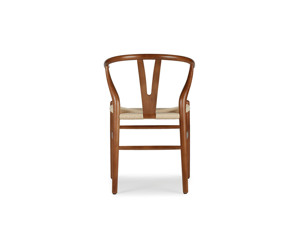 Aubrey White Oak Dining Table (180cm) with 4 Y Wood Dining Chair, Walnut Brown Set
