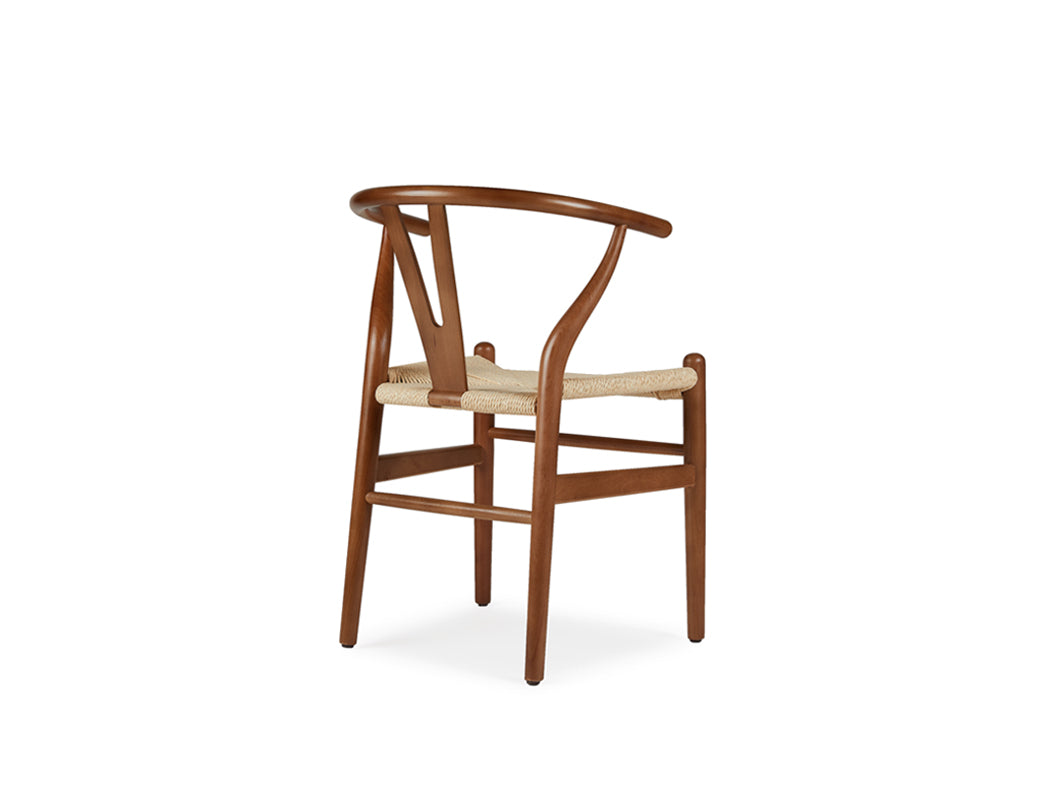 Aubrey White Oak Dining Table (180cm) with 4 Y Wood Dining Chair, Walnut Brown Set
